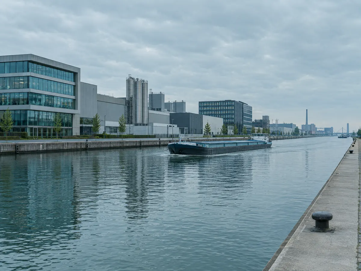 Bedrijfsgebouwen langs het Albertkanaal in Merksem