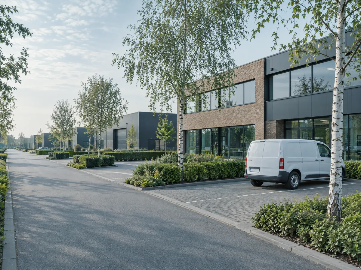 Modern bedrijventerrein in de Kempen bij Turnhout